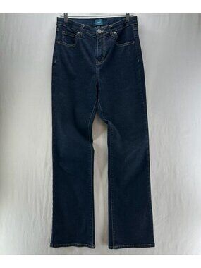 JAG Phoebe Bootcut Jeans Womens 10/32 Elastic Waist High Rise Zip Fly Dark Wash